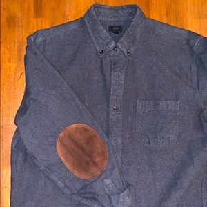 Button Down Long Sleeve, Tan Elbow Patch, J Crew